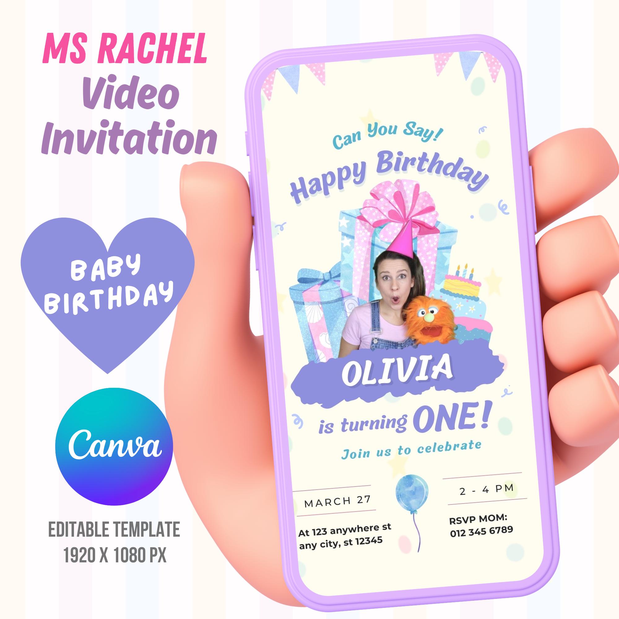 Ms. Rachel Birthday Invitation Template: Self-edited Digital Video (MP4 ...