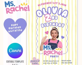 Ms. Rachel Birthday Invitation Template, Ms. Rachel Invitation ...