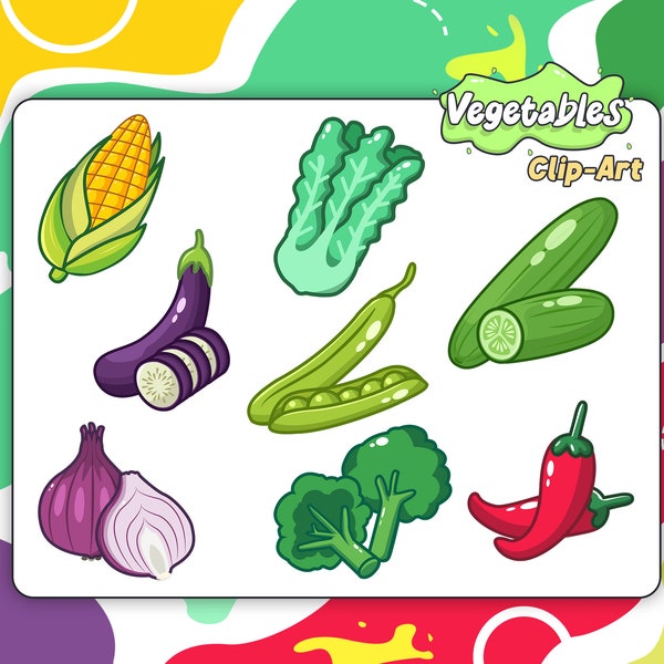 Vegetables Clip Art - Veggies Clip Art - food clip art - simple clip art - vegetarian clip art - vector food clip art - healthy food