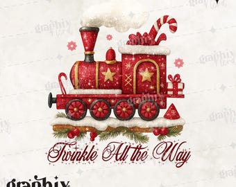Glitter Christmas Train PNG, Festive Locomotive Art (Digital Download)