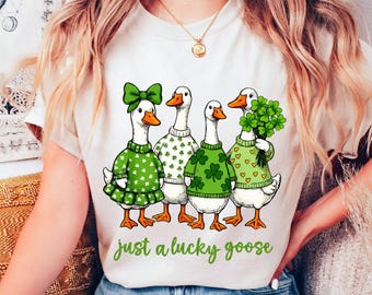 Lucky Goose St Patricks Day PNG, Shamrock Ducks Clipart (Digital Download)
