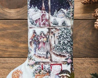Counted Cross Stitch Pattern Holiday Dreams Stocking PDF Digital File