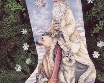 Cross stitch pattern The North Wind Christmas Stocking PDF Digital file