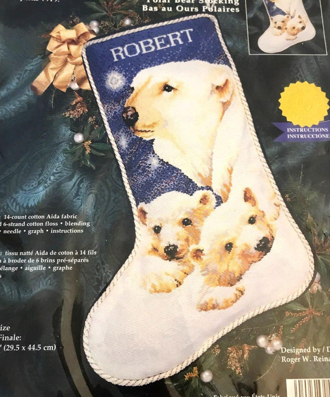 Cross Stitch Pattern Polar Bear Stocking PDF Digital File - Etsy