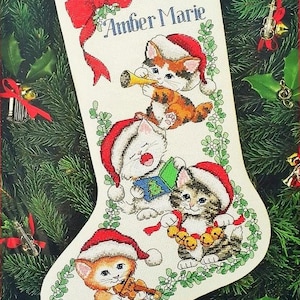 Cross stitch pattern Merry Kittens Stocking PDF Digital file