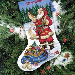 Cross stitch pattern Checking His List Stocking PDF Digital file