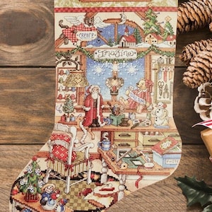 Counted cross stitch pattern Crafters Corner Stocking PDF digital file