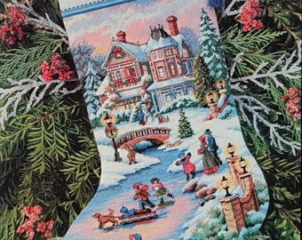 Cross stitch pattern Winter&#39;s Twilight Stocking PDF Digital file