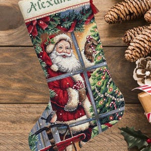 Cross stitch pattern Candy Cane Santa Stocking PDF Digital file