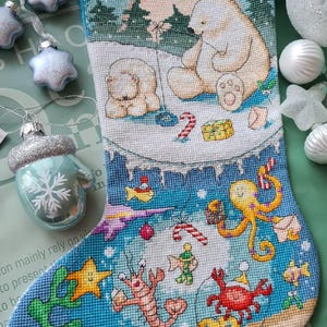 Counted Cross Stitch Pattern Frosty Festivities Stocking