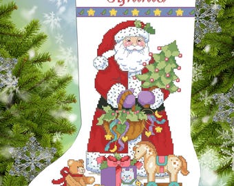 Telpatroon voor kruissteek: Kerstsok met de geest van Kerstmis (PDF-bestand)