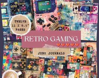 Retro Gaming Junk Journal: Vintage Video Game Backgrounds (Digital Download)