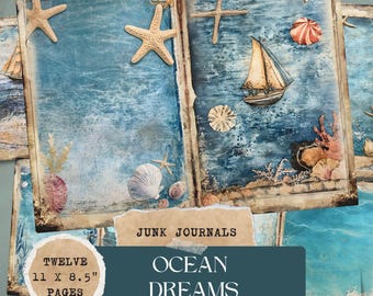 Ocean Dreams Junk Journal Kit: Sea & Boat Digital Paper (Commercial Use)