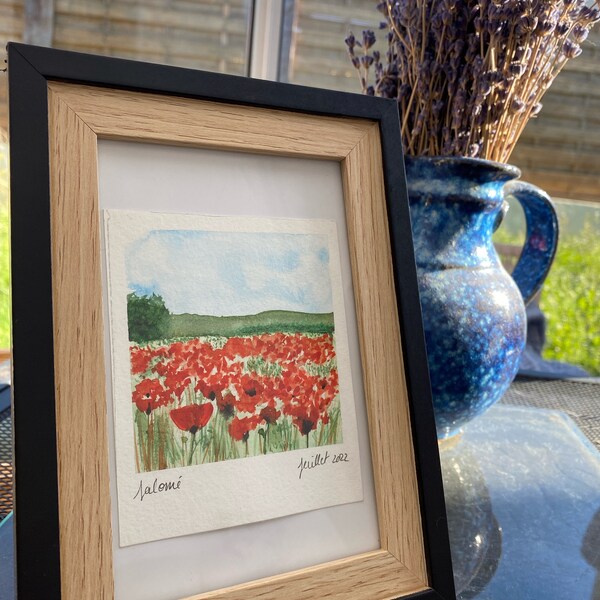 Aquarelle Polaroïd - Coquelicots