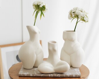 Set of 3 Ceramic Female Body Vases, Elevate Your Home Decor with Artistic Sophistication and Personalized Style, Modern Home Decor
