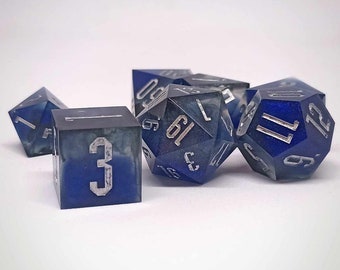 Night Sky Dice Set - Handmade Sharp Edge Resin Dice Set