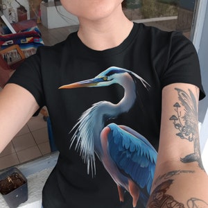 Großes Blau-Reiher-T-Shirt Das perfekte Geschenk für Vogelliebhaber Geben Sie eine Erklärung in diesem Boho-Art-T-Geschenken für Männer- und Tierliebhaber ab