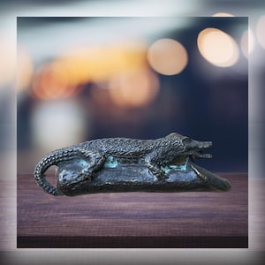 Crocodile Palad Khik Thai Amulet | Bronze Talisman for Protection & Power | Wearable 2” Amulet with Loop for Necklace | Prosperity Charm