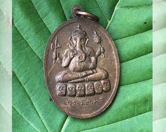 Ganesha/Shiva Pendant | Father and Son Double Sided | Buddhist Charm | Hindu Charm | 2 Sides | Bronze Pendant | Thai Amulet