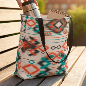 Aztekische Boho Tasche: Umhängetasche aus Canvas