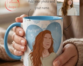 Custom Portrait Mug Personalized Name Photo Cup Gift for Her Birthday Mothers Day Face Illustration Mug Custom Coffee Cup aesthetic portrait