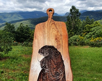 Red-tailed Black Cockatoo Custom Engraved Australian Native Hardwood Chopping/Cutting/Serving Paddle Board