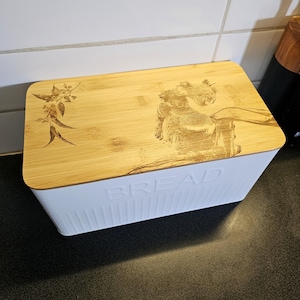 Scatola per il pane con incisione personalizzata Koala & Eucalyptus, portaoggetti da cucina in stile nativo australiano