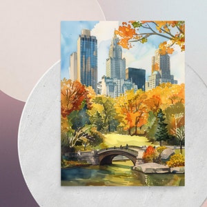 New York Central Park, New York Painting, Central Park art print, New York City watercolor, NYC Central Park poster, Cityscape Wall Art