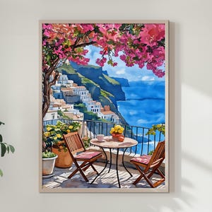 Positano Art print Amalfi Coast Wall Art Italy watercolor Seascape Wall Art, Floral Art, Italian Cityscape painting, Travel Poster, Gift