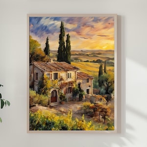 Tuscany Art Print, Watercolor Painting Italian Landscape Wall Art Decor, Italy Travel, Housewarming Gifts, Tuscan decor, Tuscany poster