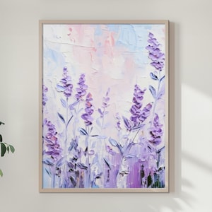 Lavender Flowers Oil Art Print Floral Wall Art Flowers Painting Neutral lilac Botanical Print, original Floral Artwork, fine art print, gift