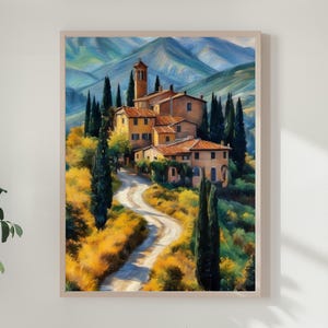 Tuscany painting, Watercolor Painting Italian Landscape, Tuscany Art Print, Wall Art Decor, Italy Travel, Housewarming Gifts, Tuscan decor