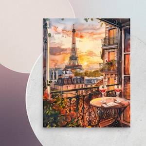 Romantic Paris, Paris art print, Eiffel Tower print, France watercolor, Paris painting, Paris wall art, Lover Gift, Travel Poster