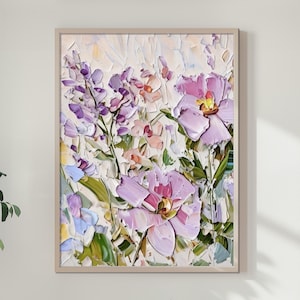 Wildflowers Oil Print Neutral Floral Wall Art Summer Meadow Painting Wall Decor Flowers original oil painting, Flowers print, Holiday Gift