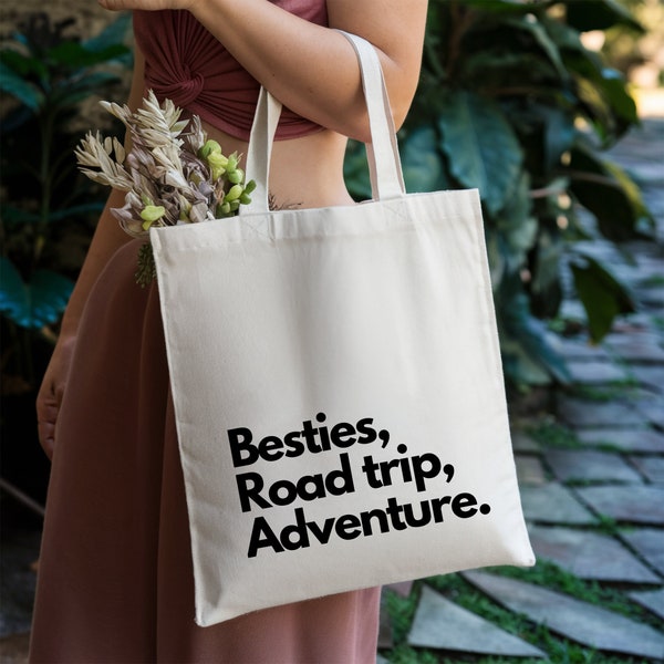 Tote Bag 'Besties, road trip, adventure' - Perfect Eco-Conscious Travel Bag