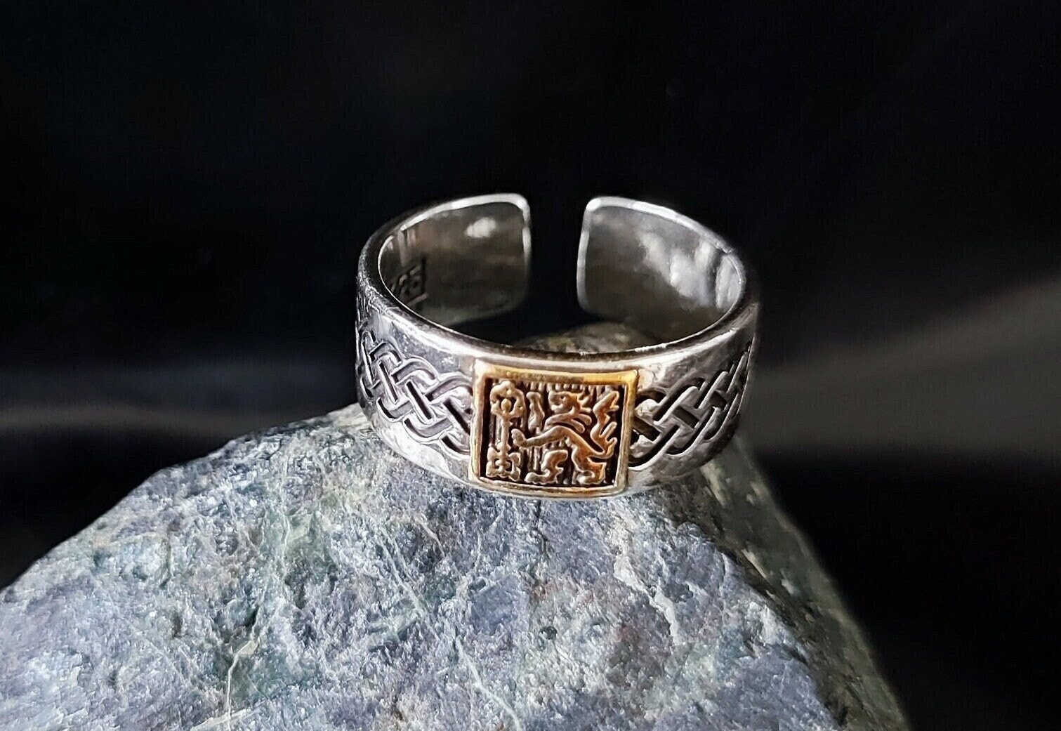 BAGUE Lion Médiévale, Chevalière Argent, Bague Moyen-Age Mixte