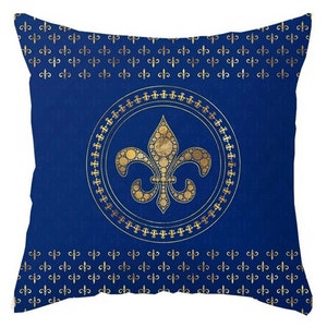 COUSSIN FLEUR LYS, Coussin Royal, Décoration Symbole Français, Coussin élégant et chic, Cadeau fête des pères