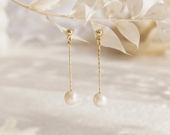 Real Freshwater Pearl Drop Earrings, Classic Bridal Earrings,Gold Dangle Earrings,Bridal Earrings, Wedding Earrings, Bridesmaid Gift for Her