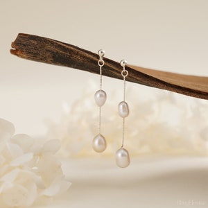 Freshwater Pearl Drop Earrings, Bridal Pearl Earrings, 18K Gold Dangle Earrings, Wedding Earrings,Mothers Day Gift for Mom, Bridesmaids Gift