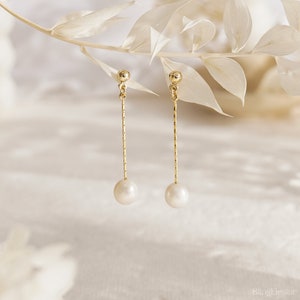 Real Freshwater Pearl Drop Earrings, Classic Bridal Earrings,Gold Dangle Earrings,Bridal Earrings, Wedding Earrings, Bridesmaid Gift for Her image 5