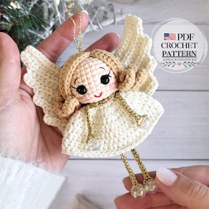 Angel Julinka Crochet Pattern PDF – Christmas Tree Ornament  – US Terms Instant Download + BONUS Gingerbread