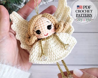 Angel Julinka Crochet Pattern PDF – Christmas Tree Ornament  – US Terms Instant Download + BONUS Gingerbread
