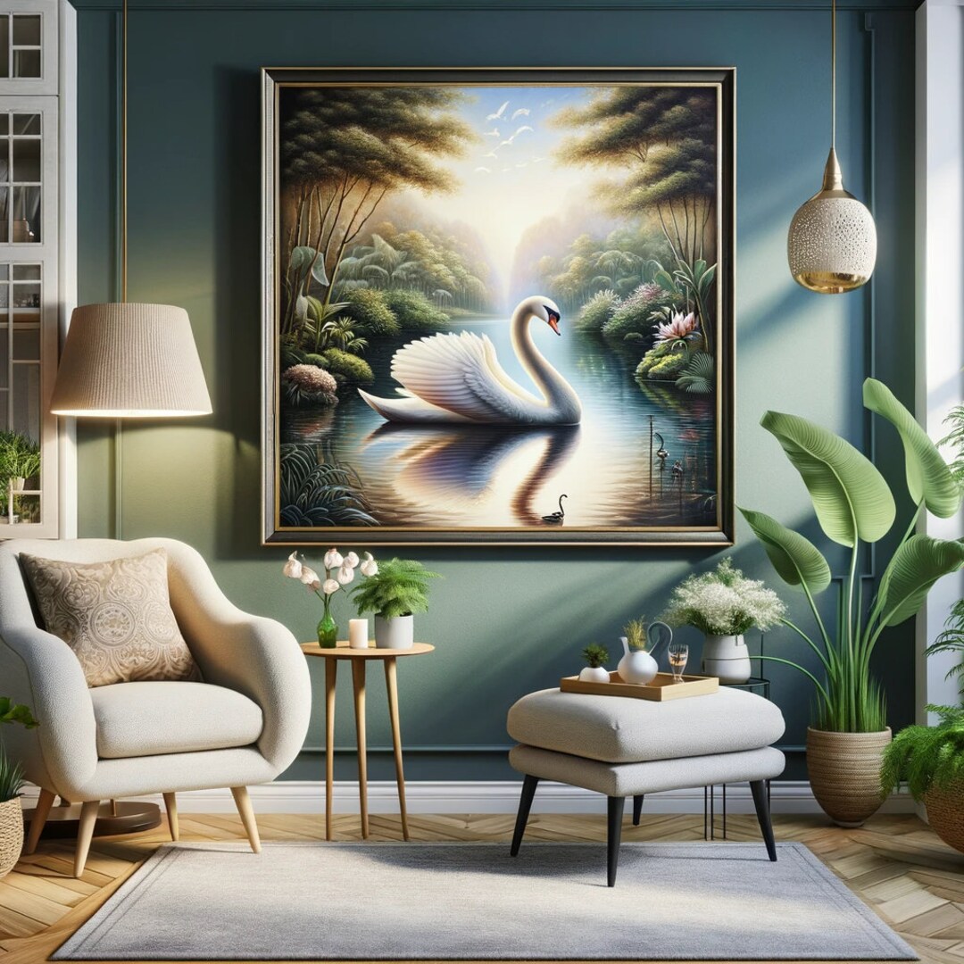 Swan Lake Painting Wall Art All Art Painting of Swan Lake for Living ...