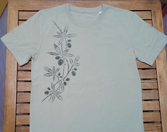 Tee-shirt olivier vert ( by florisan cré art) en coton biologique
