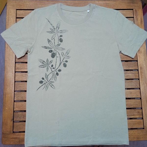 Olive green t-shirt (by florisan cré art) in organic cotton