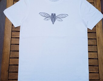 Tee-shirt cigale provençale blanc by florisan cré art en coton biologique
