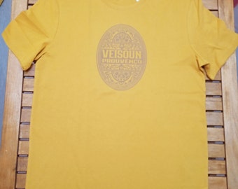 Tee-shirt Veisoun prouvenco jaune by florisan cré art en coton biologique