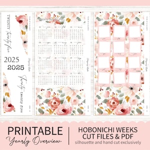 Adesivi stampabili Hobonichi Weeks 2025 Year at a overview / Panoramica annuale - Blooming Grace