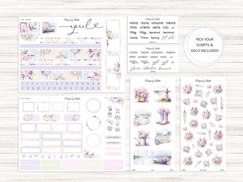 Hobonichi Cousin Planner Sticker Kit - April Monthly Printable Planner ...