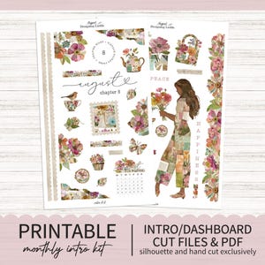 Kit de pegatinas imprimibles de introducción mensual de agosto / Kit de pegatinas para el planificador mensual del tablero - Any Planner